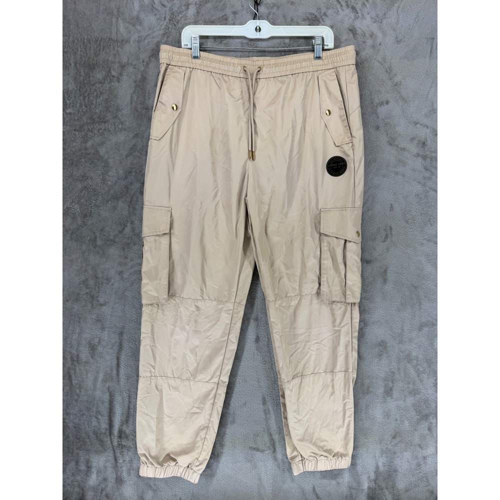 Lorna Jane Womens Tan Beige Cargo Jogger Pants High Rise Lightweight Size L